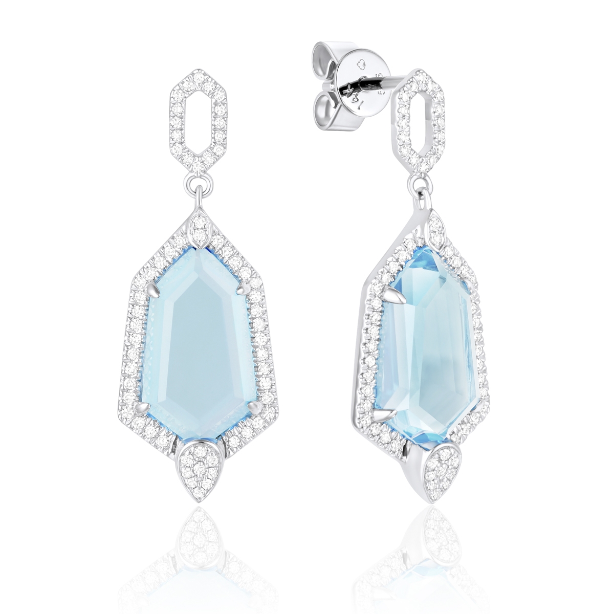 Blue Topaz and Diamond Earrings