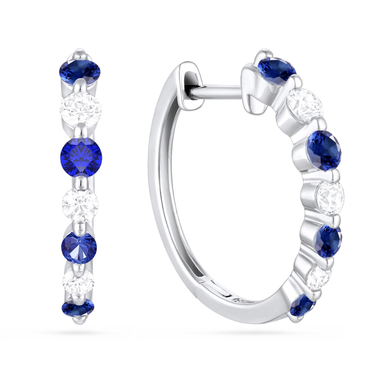 Sapphire and Diamond Hoops