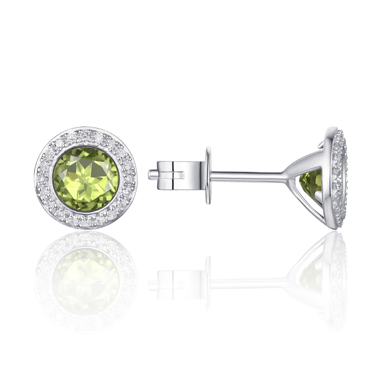 Peridot and Diamond Studs