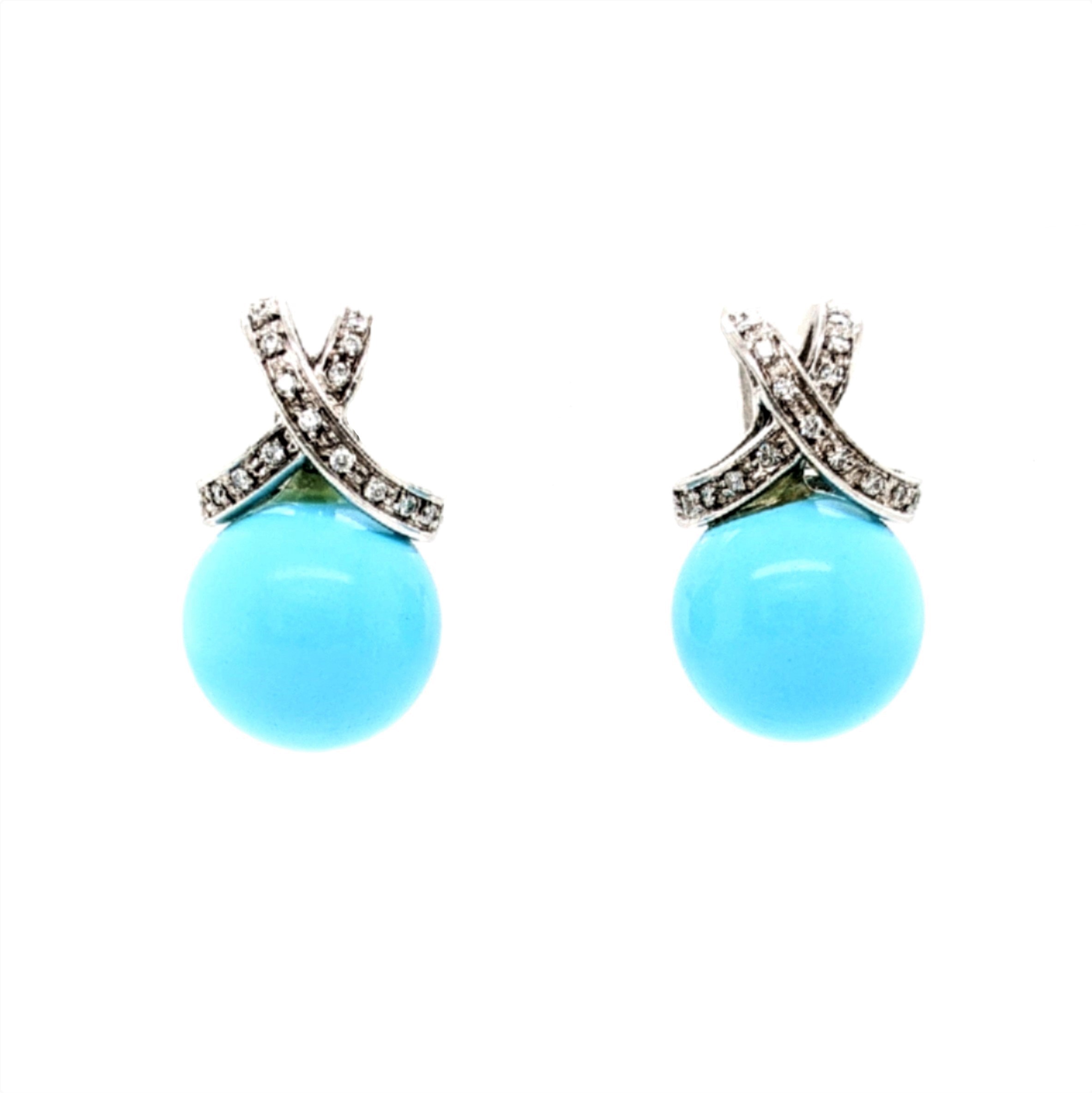 Turquoise and Diamond Earrings