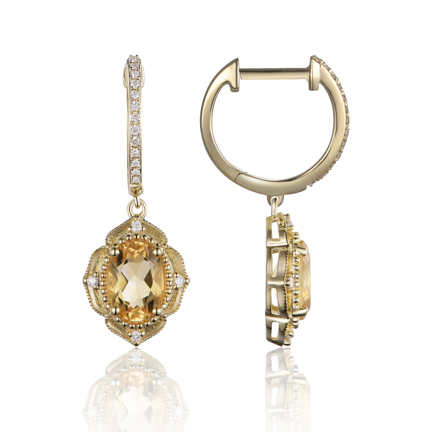 Citrine and Diamond Earrings