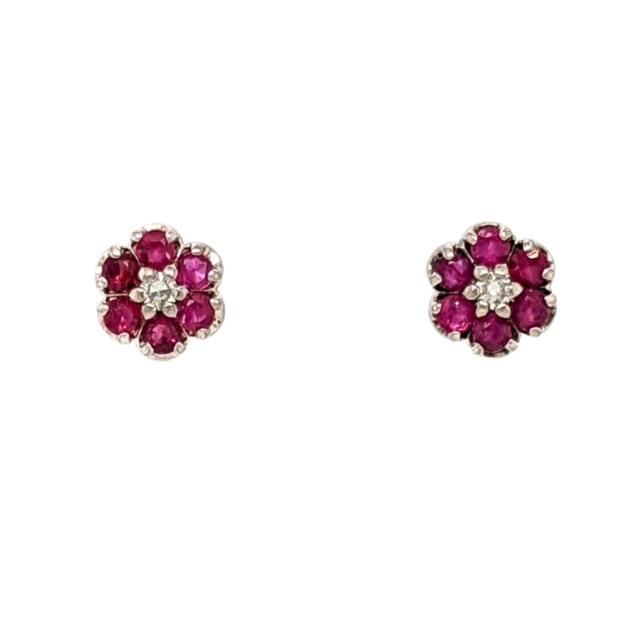 Ruby and Diamond Studs