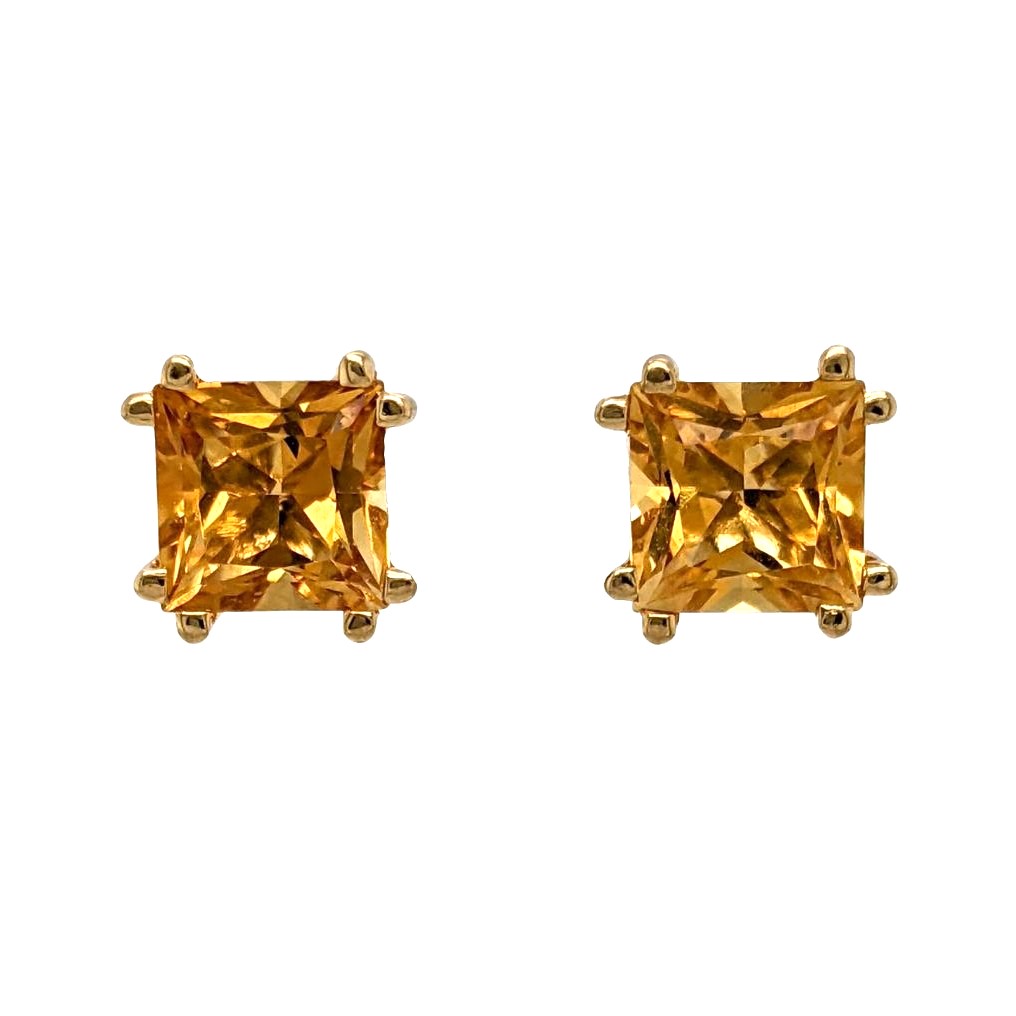 Princess Cut Citrine Earrings