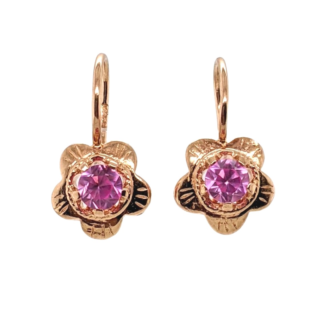 Synthetic Pink Sapphire Earrings