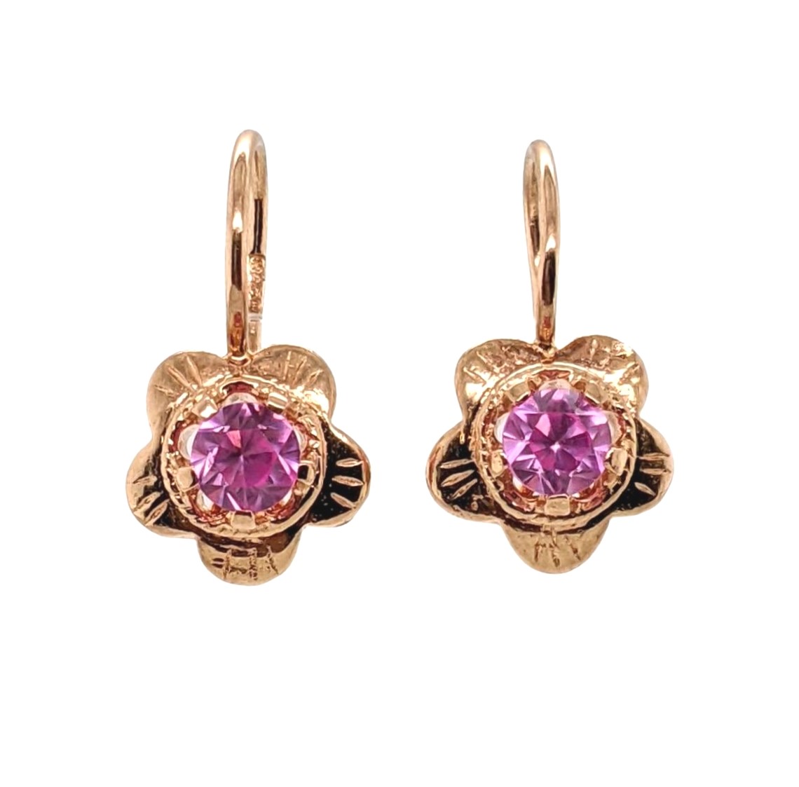 Synthetic Pink Sapphire Earrings