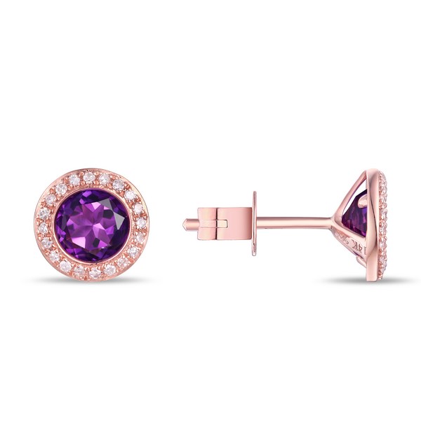 Amethyst and Diamond Stud Earrings