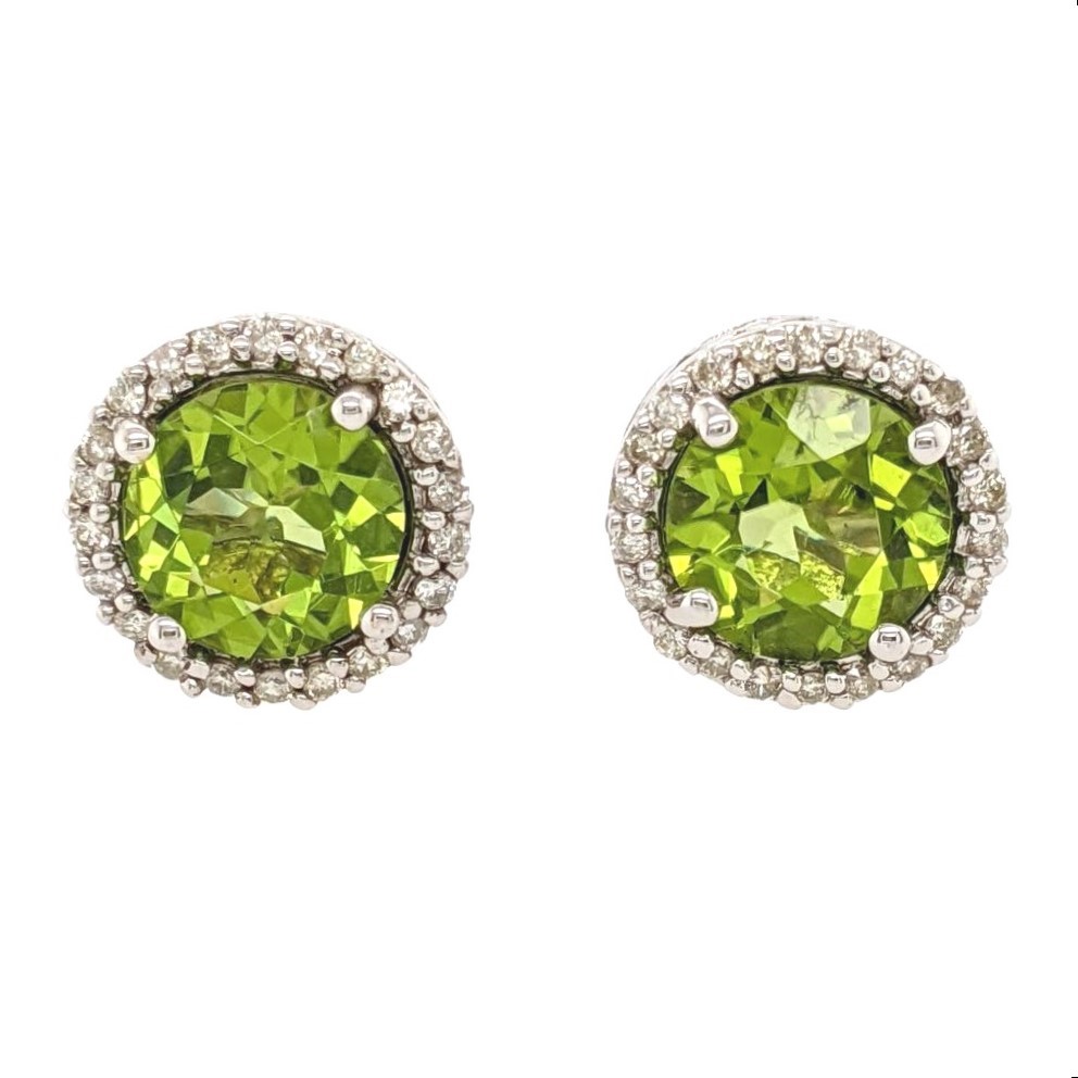 Peridot Halo Earrings