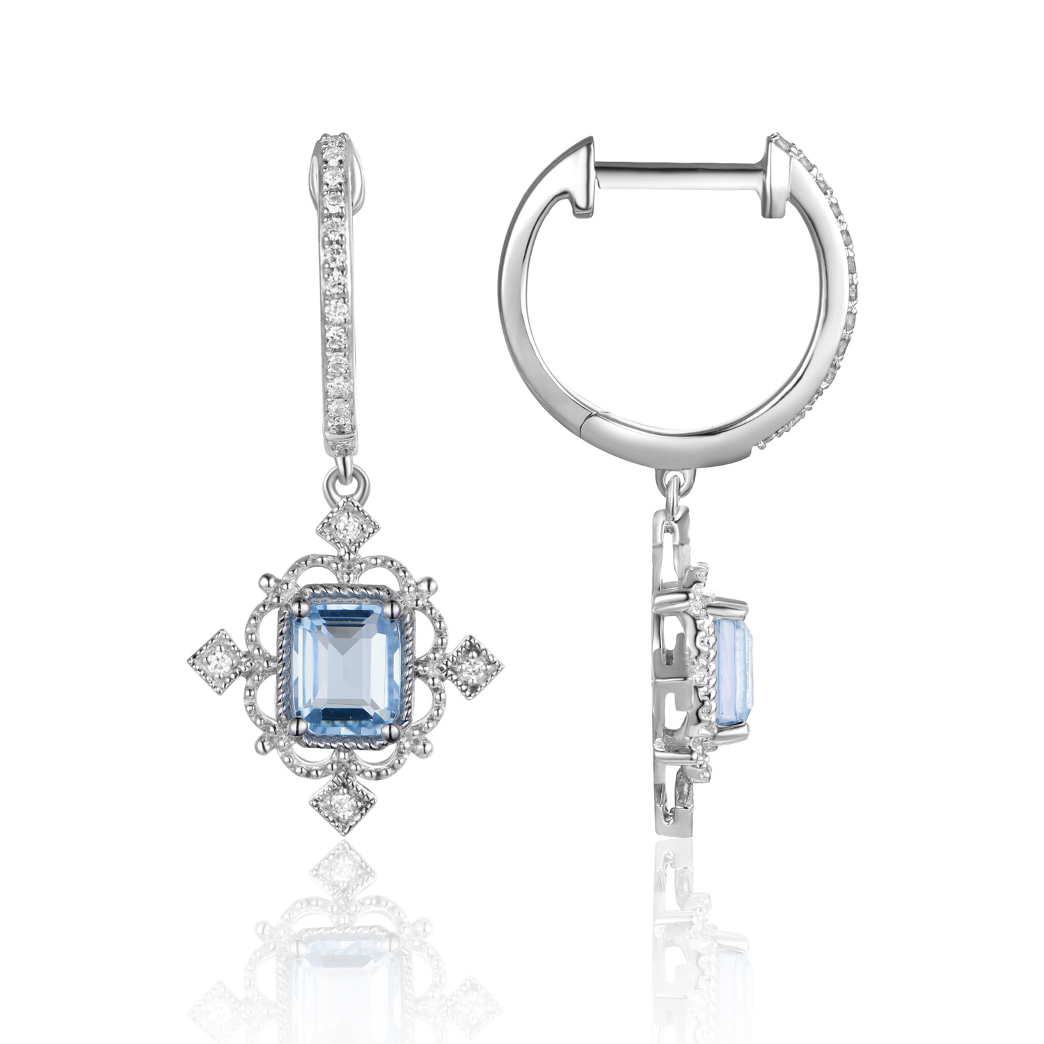 Blue Topaz & Diamond Earrings