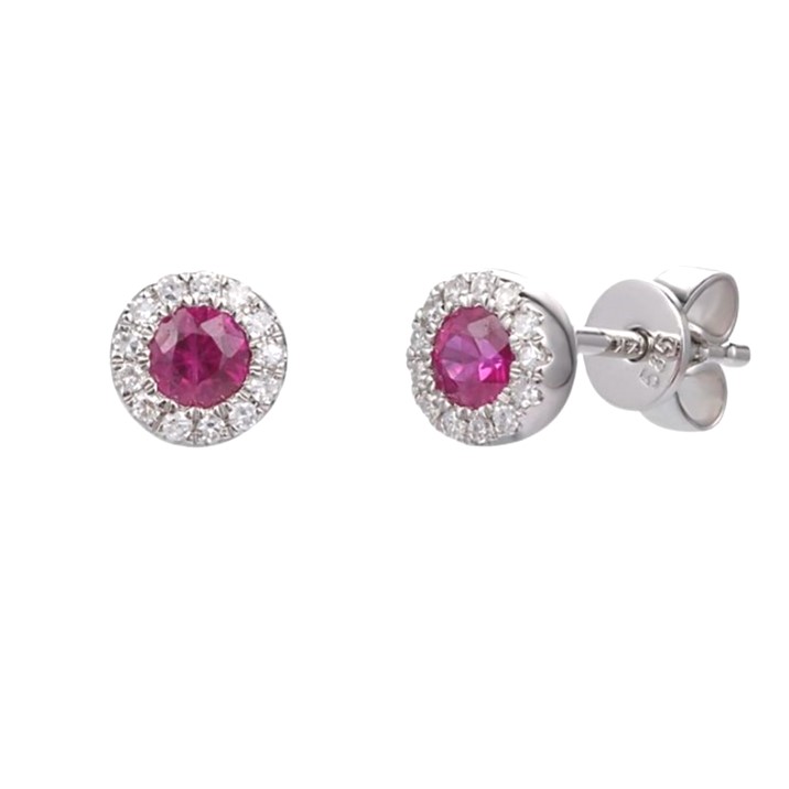 Ruby & Diamond Studs