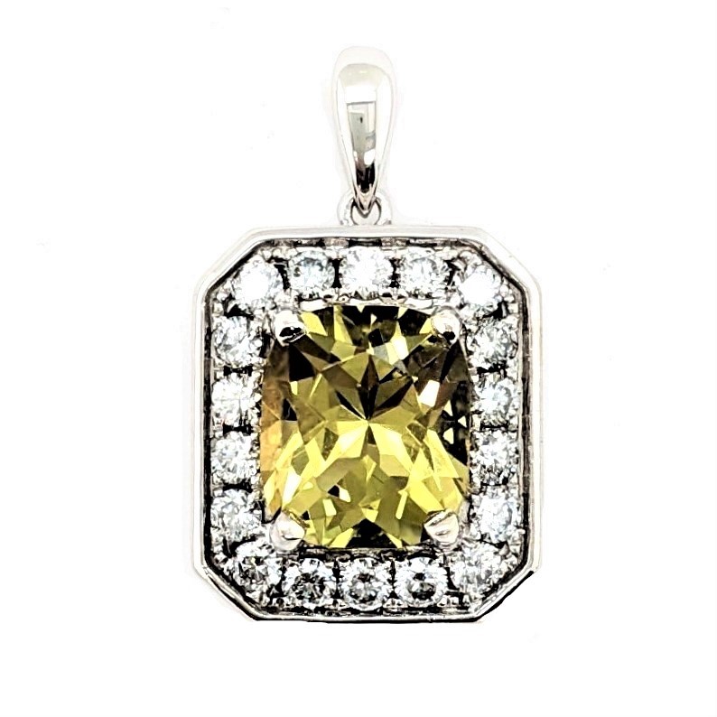 Yellow Quartz and Diamond Pendant