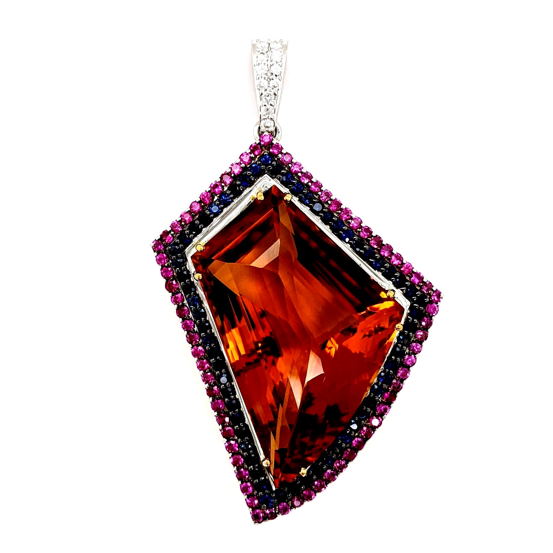 Citrine, Sapphire and Diamond Pendant