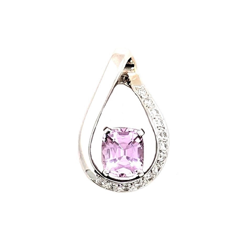 Pink Topaz and Diamond Pendant