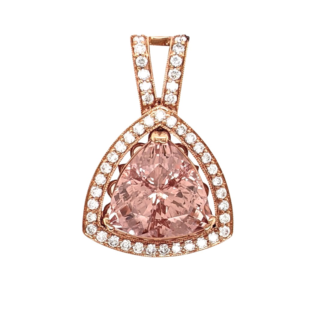 Morganite Halo Pendant