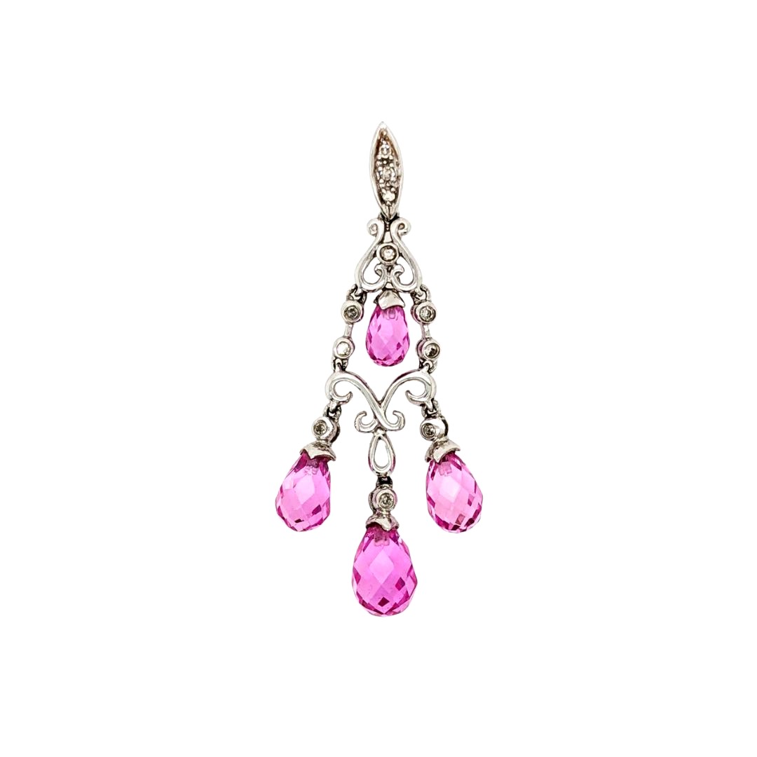 Pink Briolette and Diamond Pendant