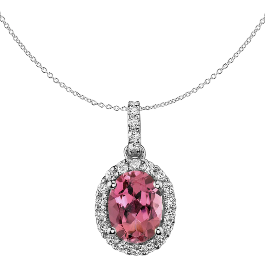 Pink Tourmaline and Diamond Necklace