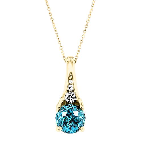 Blue Zircon and Diamond Necklace