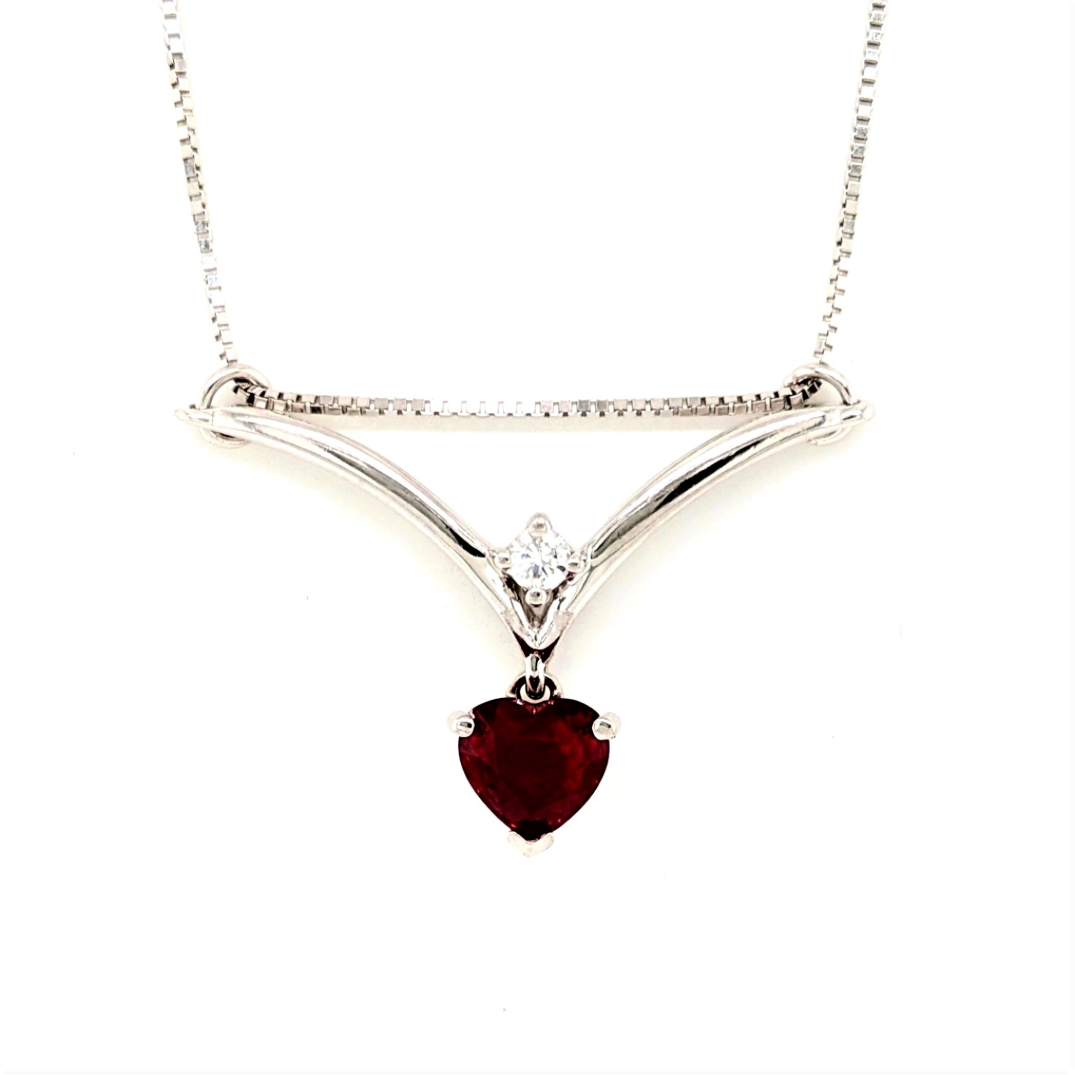 Synthetic Ruby and Diamond Necklace