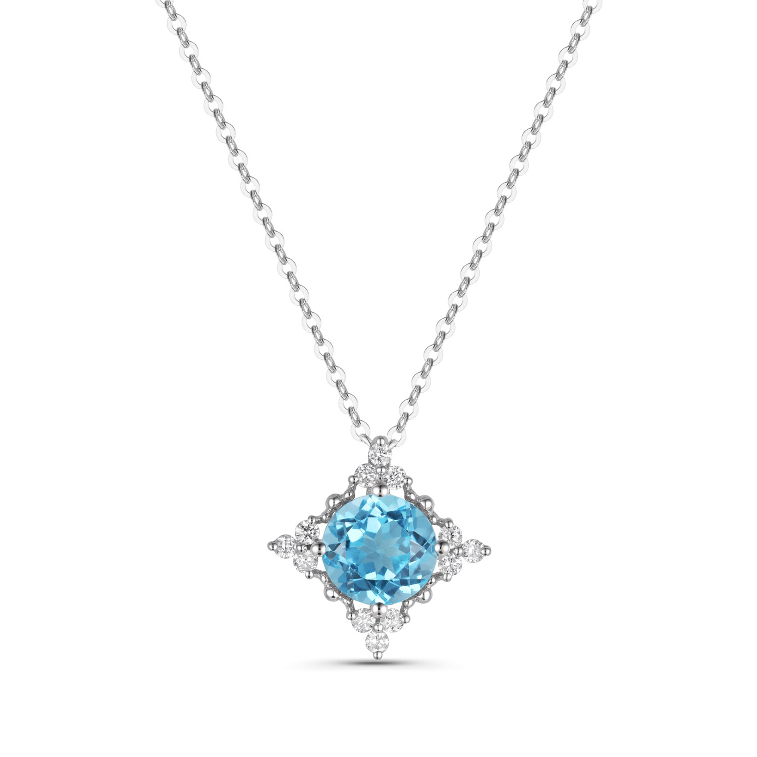 Blue Topaz and Diamond Necklace