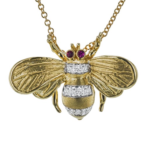Ruby and Diamond Bee Necklace