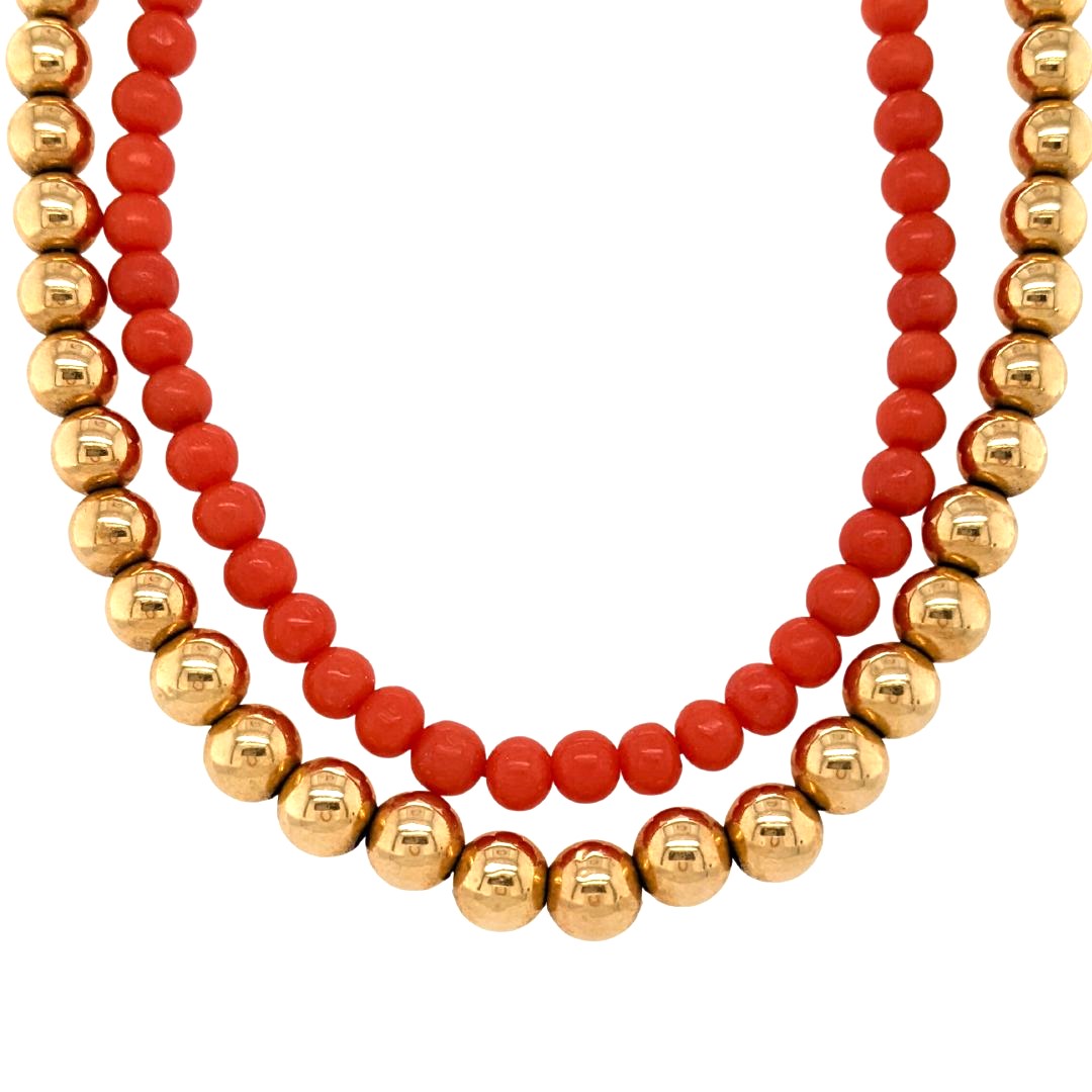 Coral and Gold Necklace