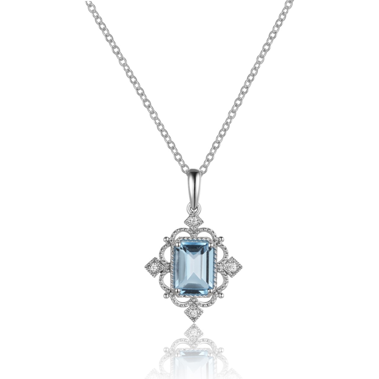 Blue Topaz and Diamond Necklace