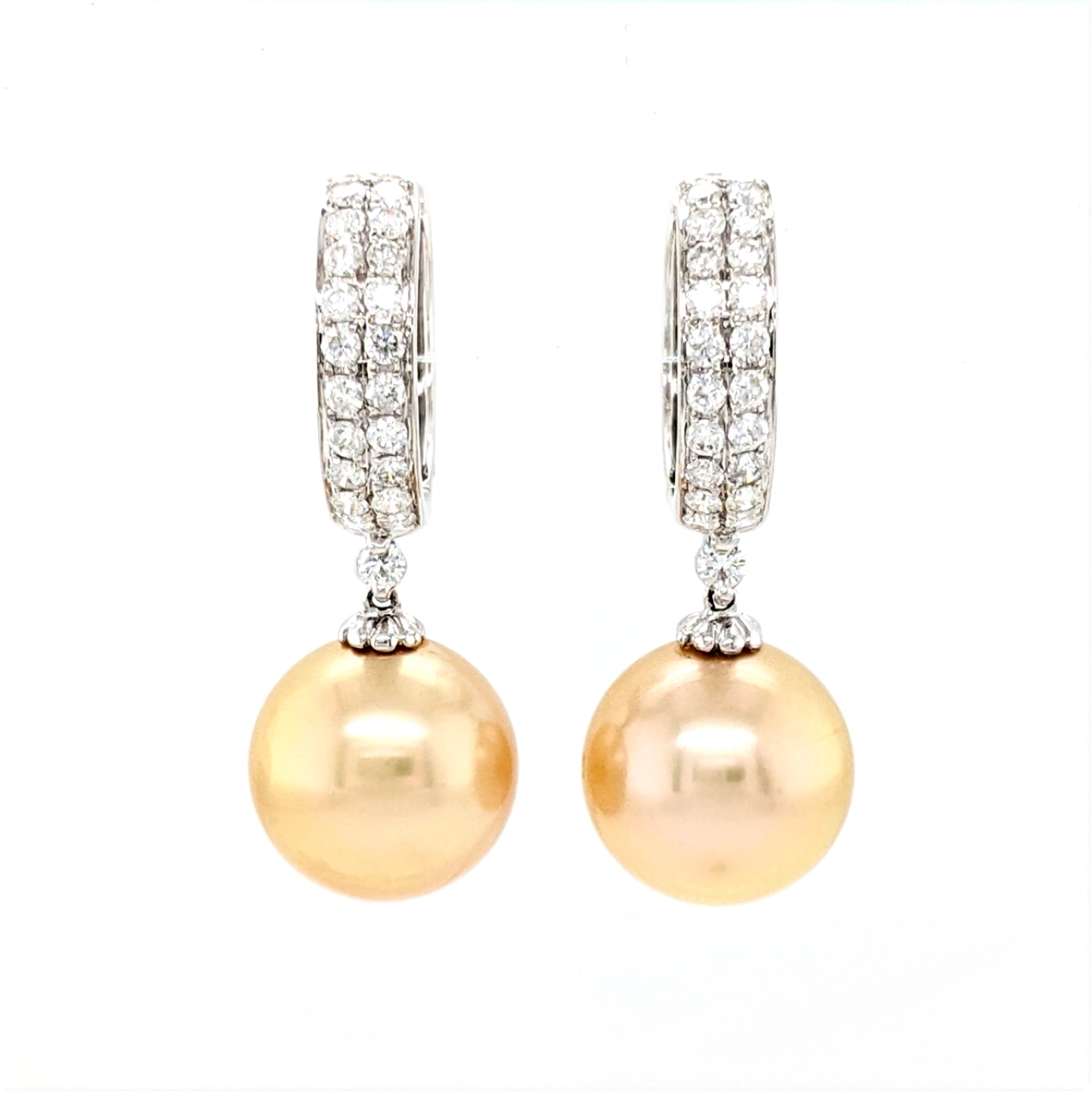 Golden Pearl and Diamond Earrings