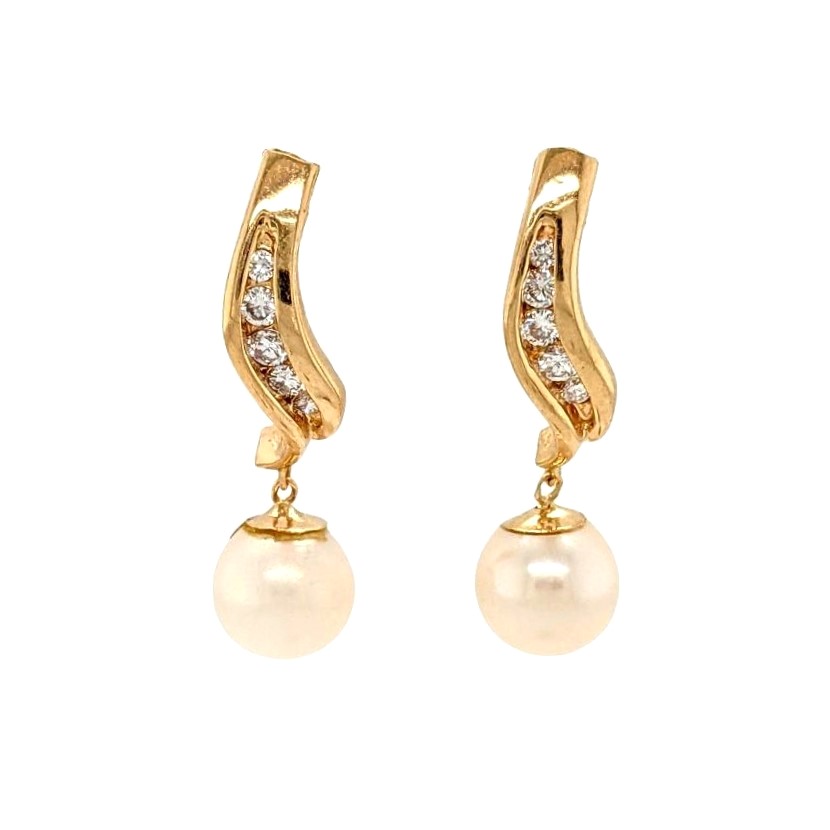 Pearl and Diamond Earrings