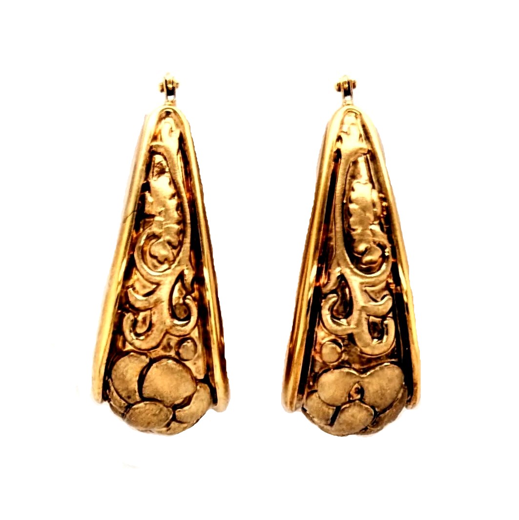 Gold Vine Hoop Earrings
