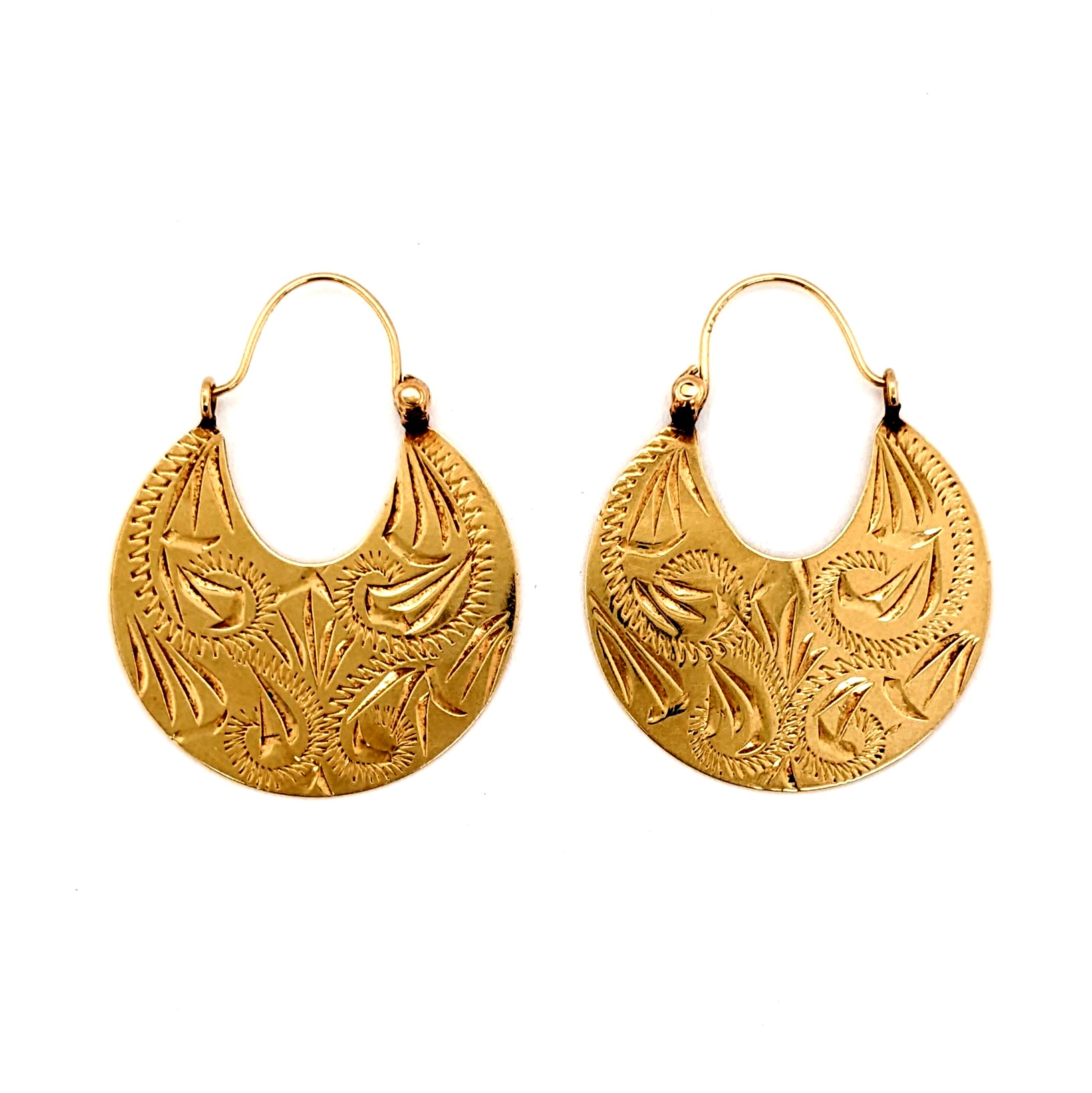 Engraved Gold Earrings