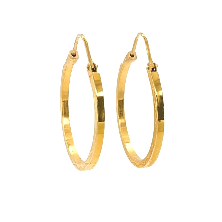 Gold Engraved Hoops
