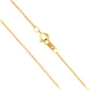 14K YG 1mm 16-18" Cable Chain with Spring Ring Clasp