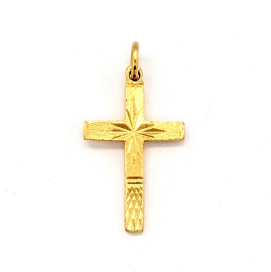 Gold Engraved Cross Pendant