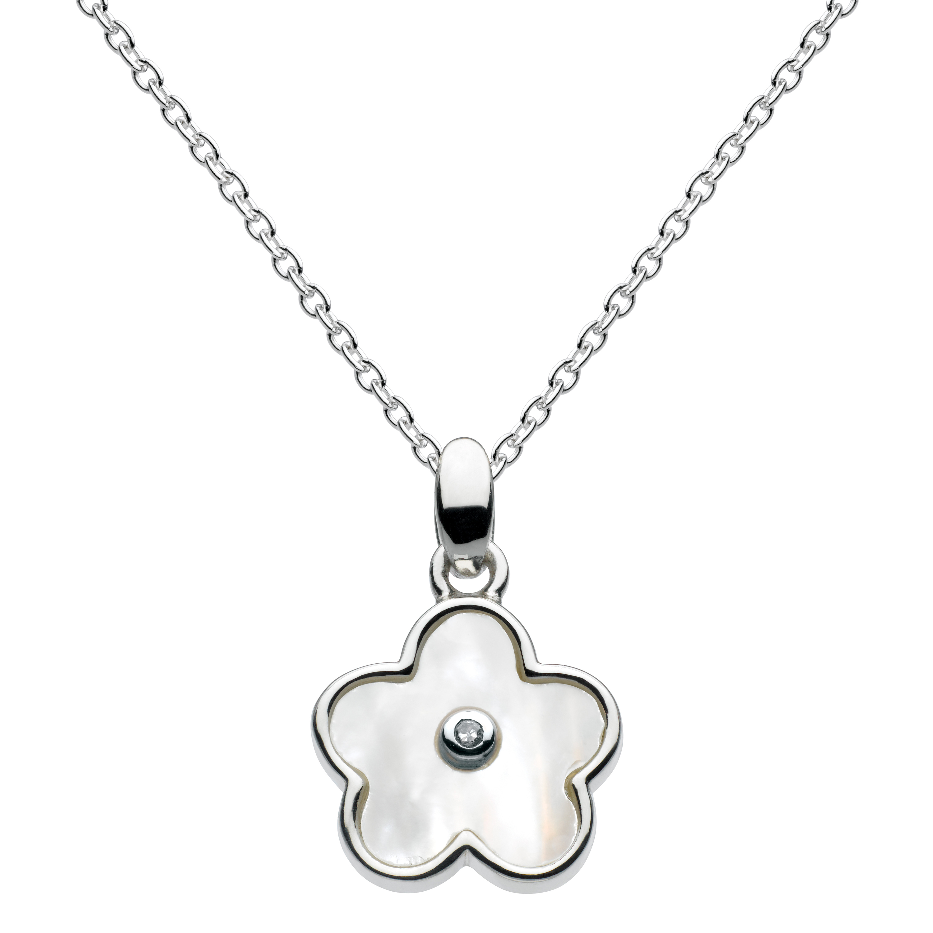 Love Forever Diamond & Mother of Pearl Flower 18" Necklace