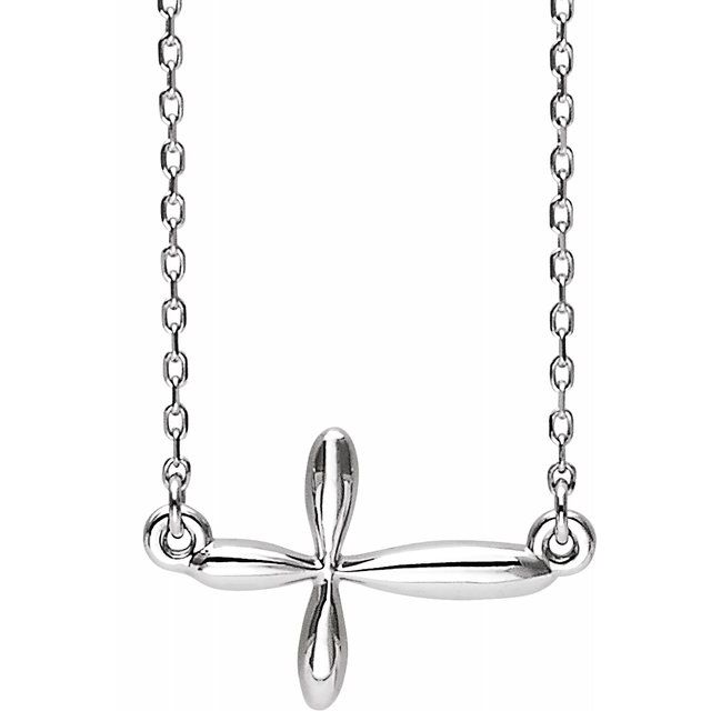 Silver Sideways Cross Necklace