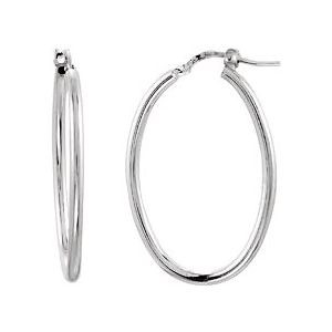 Silver Oval Hoop Earrings