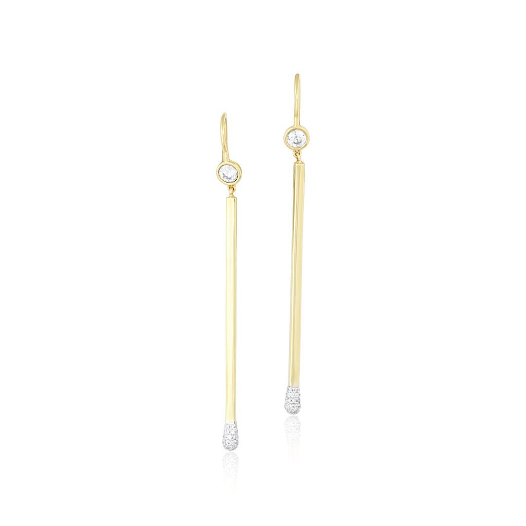 18K Yellow Gold Diamond Drop Earrings