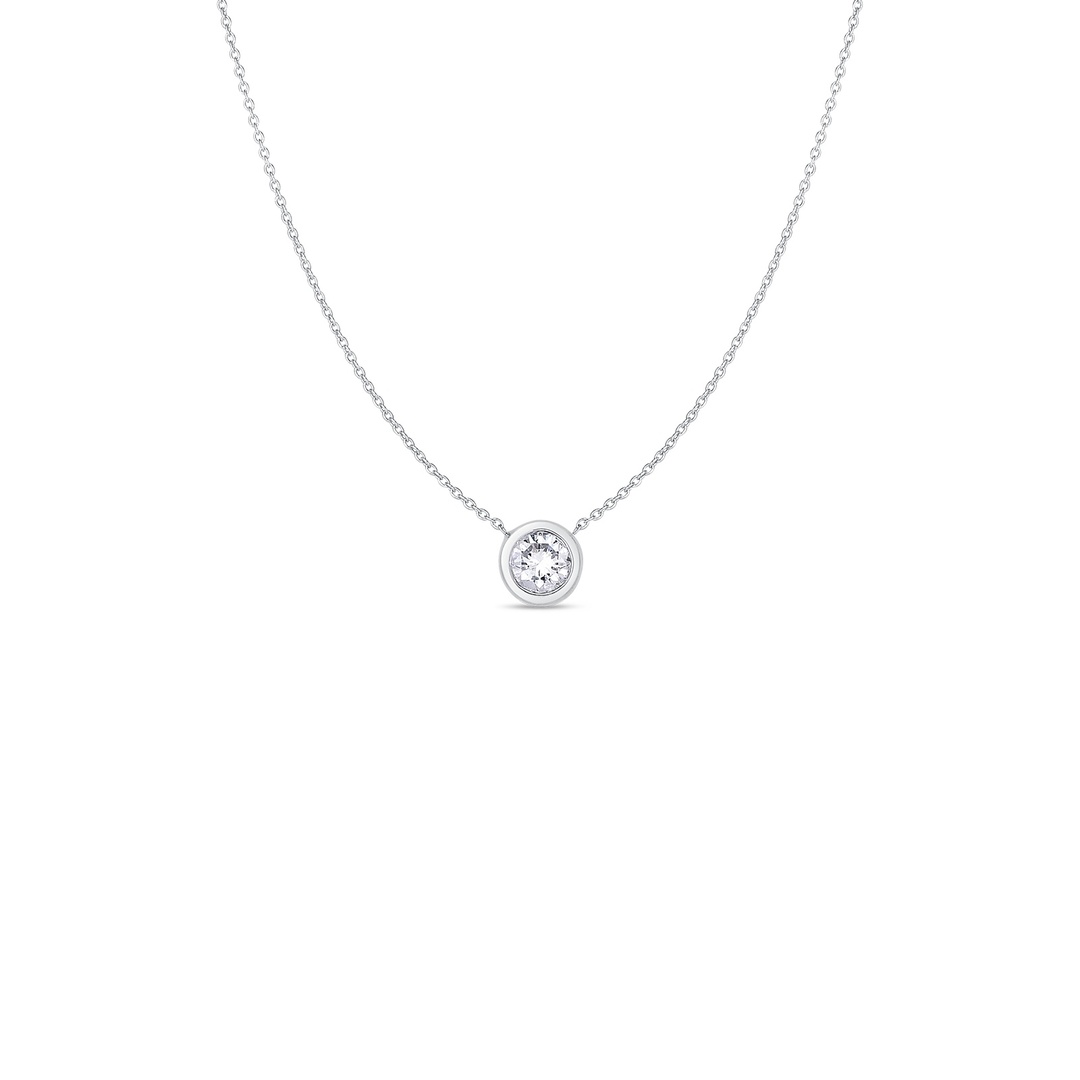 18K White Gold Solitaire Diamond Necklace