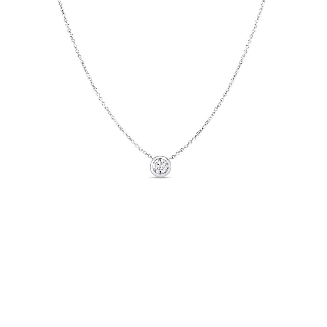 18K White Gold Diamond Solitaire Necklace