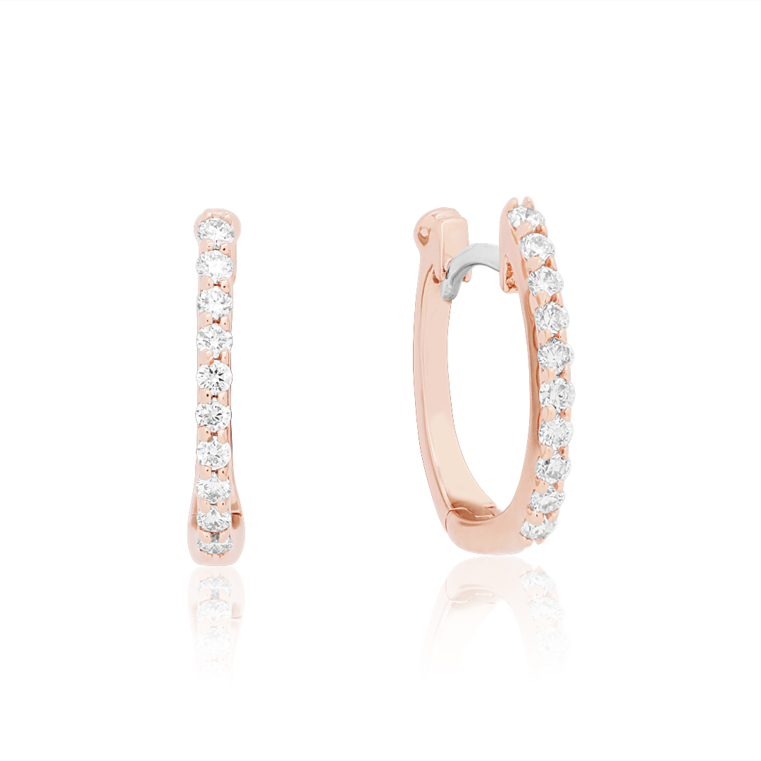 Roberto Coin 18k Rose Gold Diamond Huggie Hoop Earrings