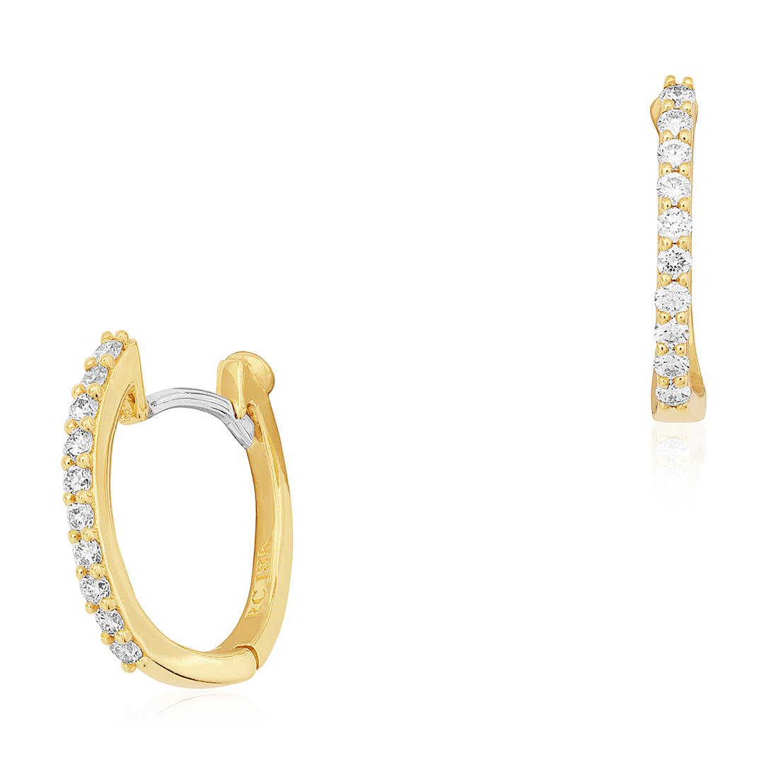 Roberto Coin 18K Yellow Gold and Diamond Huggie Hoop Earrings