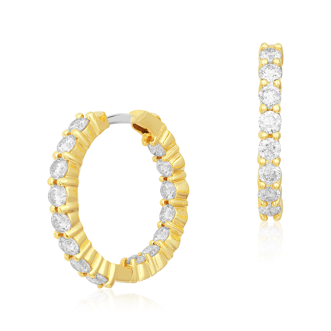 Roberto Coin 18K Yellow Gold 22mm Inside Out Diamond Hoop Earrings