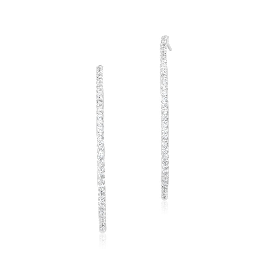 18K White Gold Inside Out Diamond Hoop Earrings