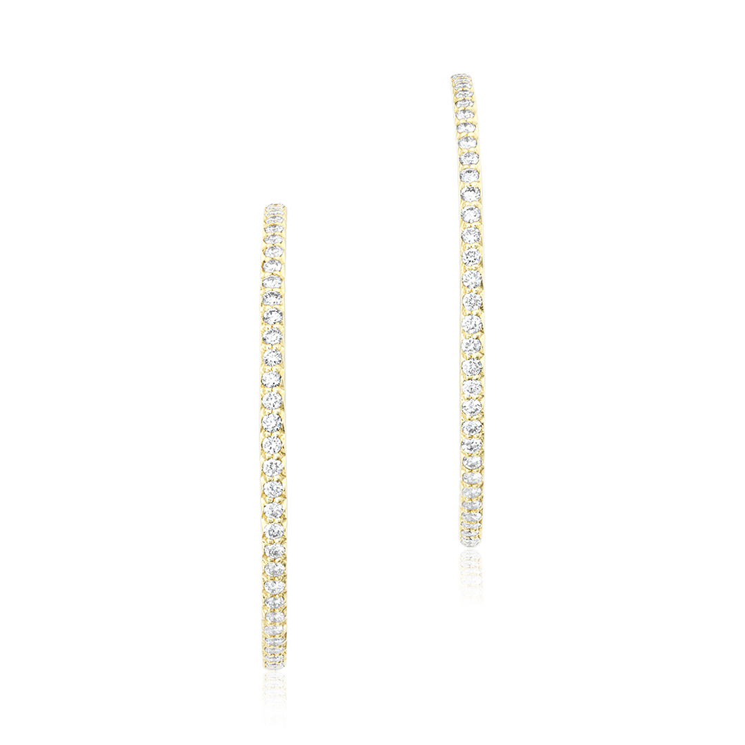 Roberto Coin 18K Yellow Gold 35mm Inside Out Diamond Hoop Earrings