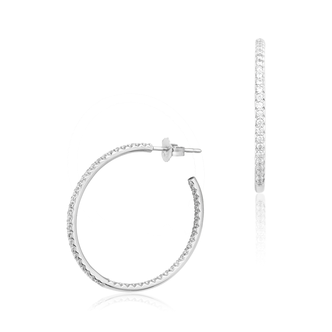 18K White Gold Inside Out Diamond Hoop Earrings