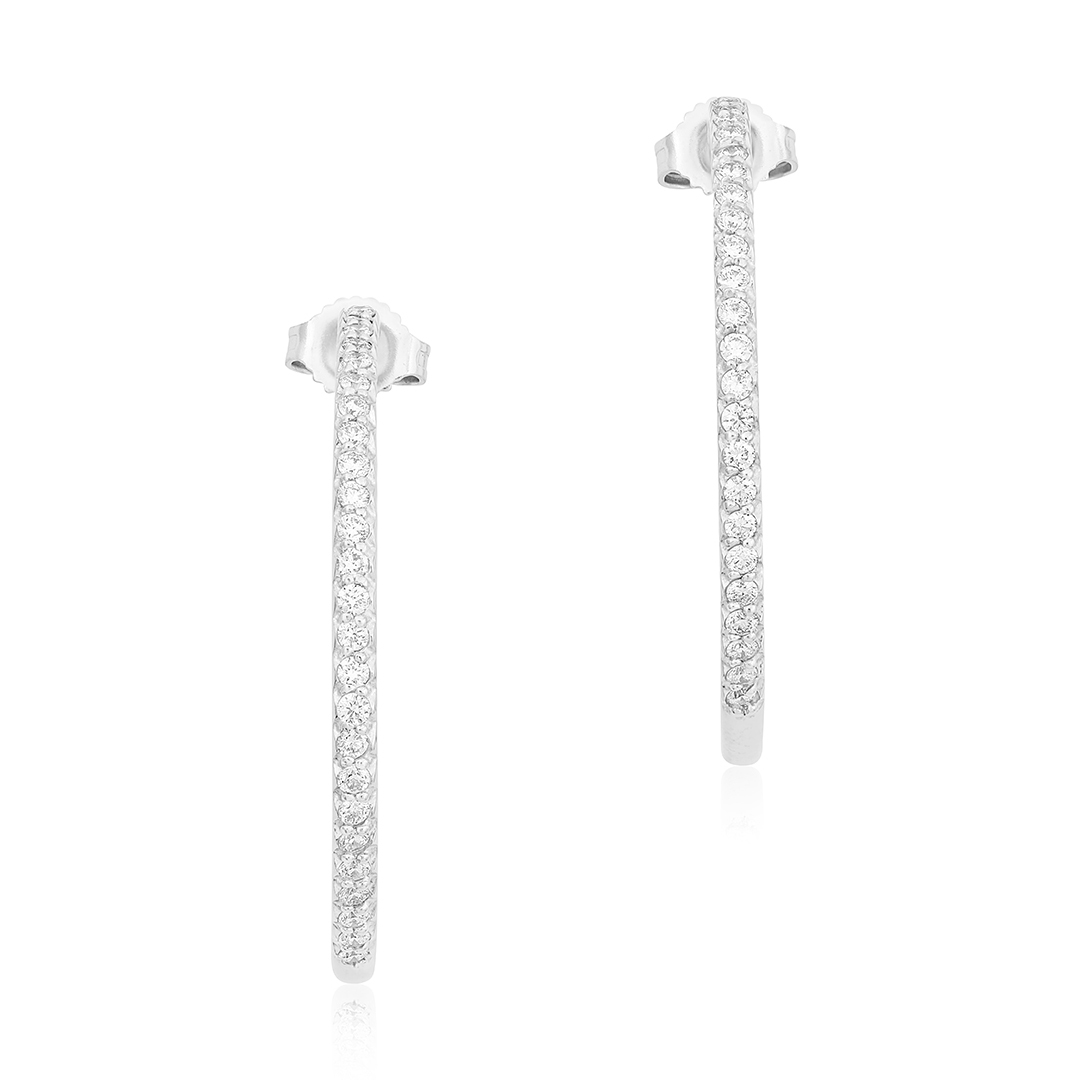 18K White Gold Inside Out Diamond Hoop Earrings