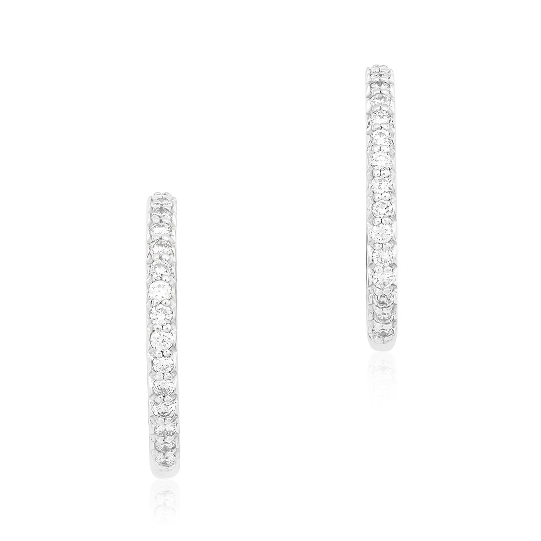 18K White Gold Perfect Diamond Hoop Collection Petite Hoop Earrings