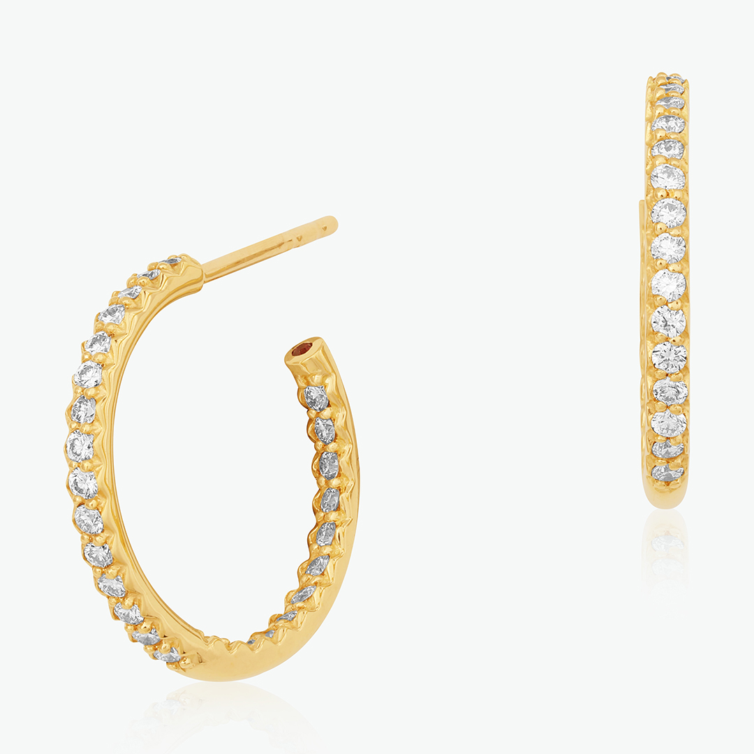 Roberto Coin 18K Yellow Gold 18mm Inside Out Diamond Hoop Earrings
