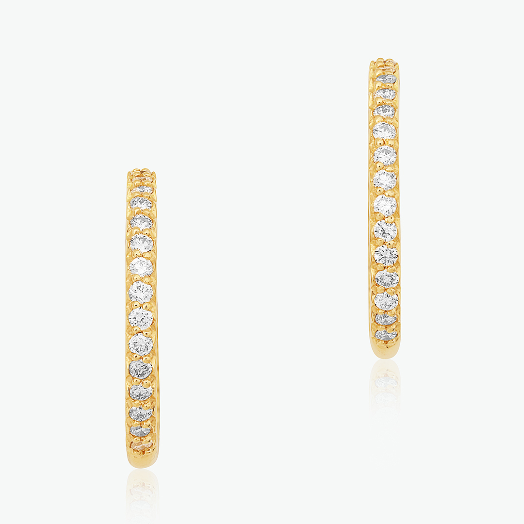 Roberto Coin 18K Yellow Gold 18mm Inside Out Diamond Hoop Earrings