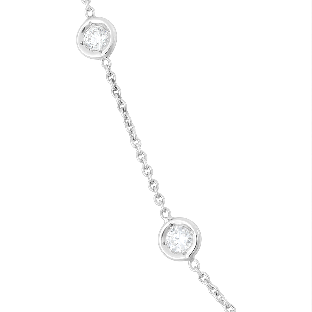 Roberto Coin 18K White Gold Necklace With 13 Bezel Set Round Diamond Eyeglass Stations