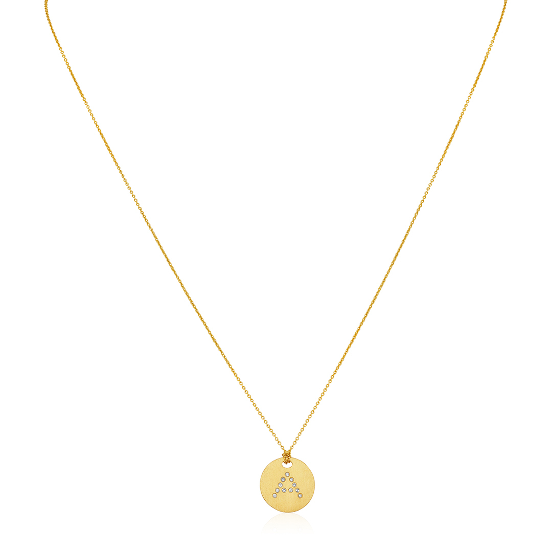 18K Yellow Gold Tiny Treasures Diamond \"A\" Initial Pendant Necklace